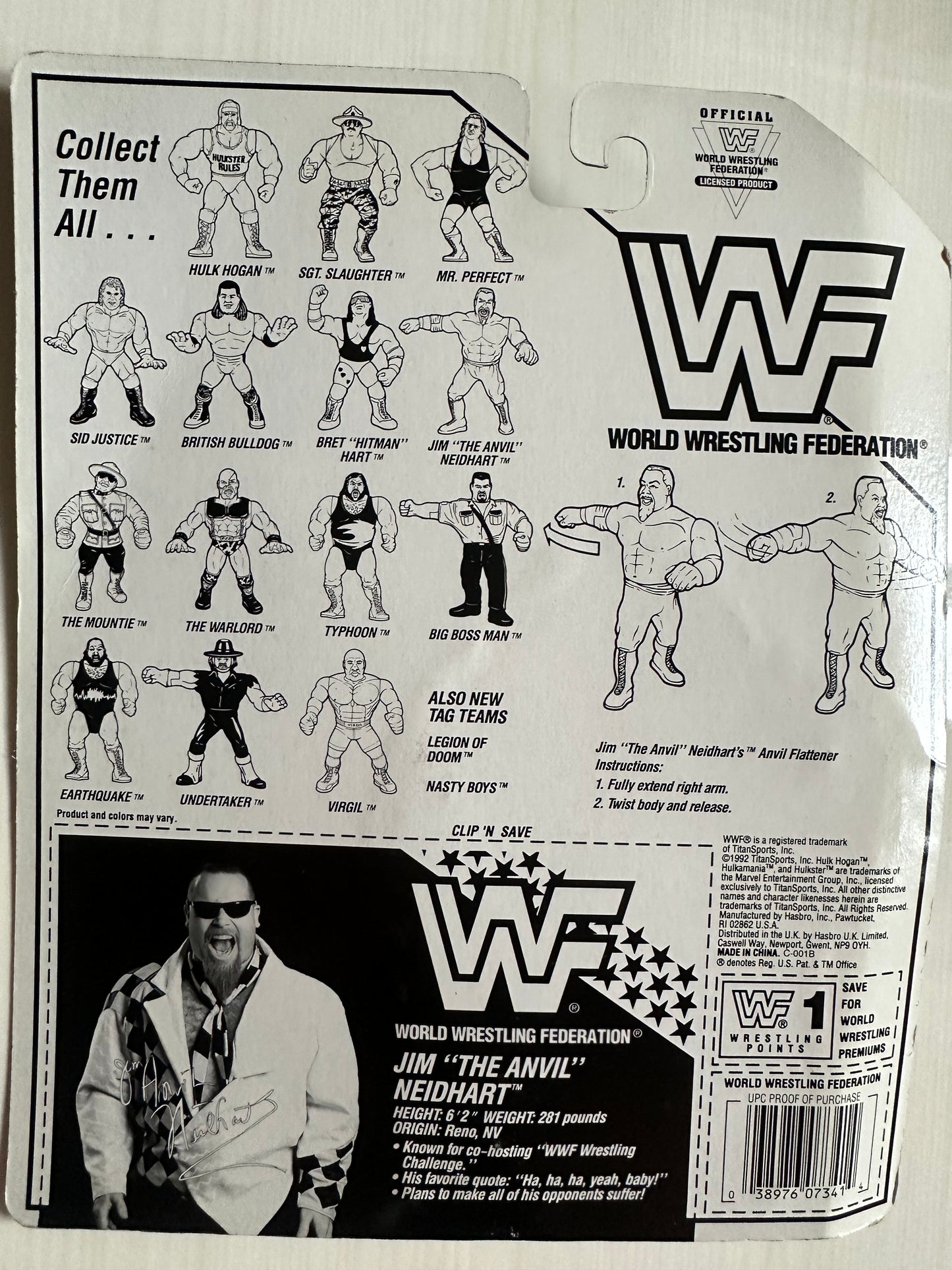 Jim the Anvil Neidhart Series 6 WWF Hasbro MOC