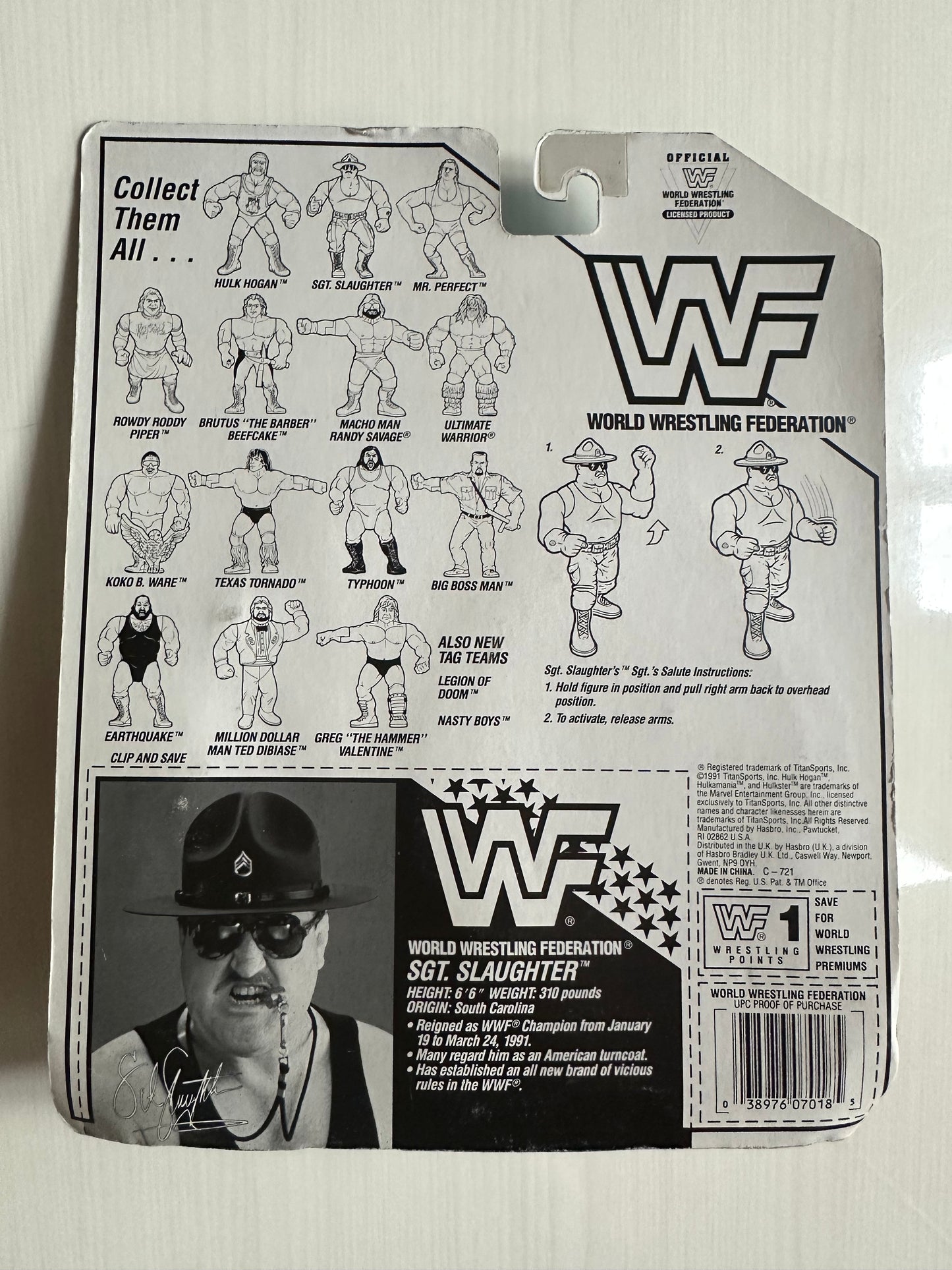 Sgt Slaughter Series 3 WWF Hasbro MOC