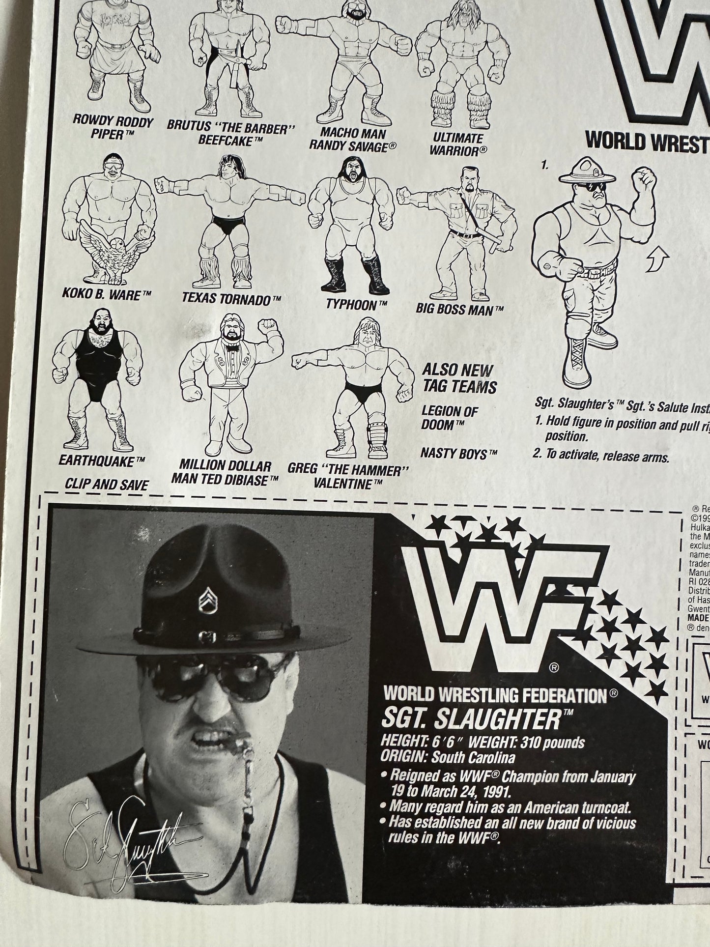 Sgt Slaughter Series 3 WWF Hasbro MOC