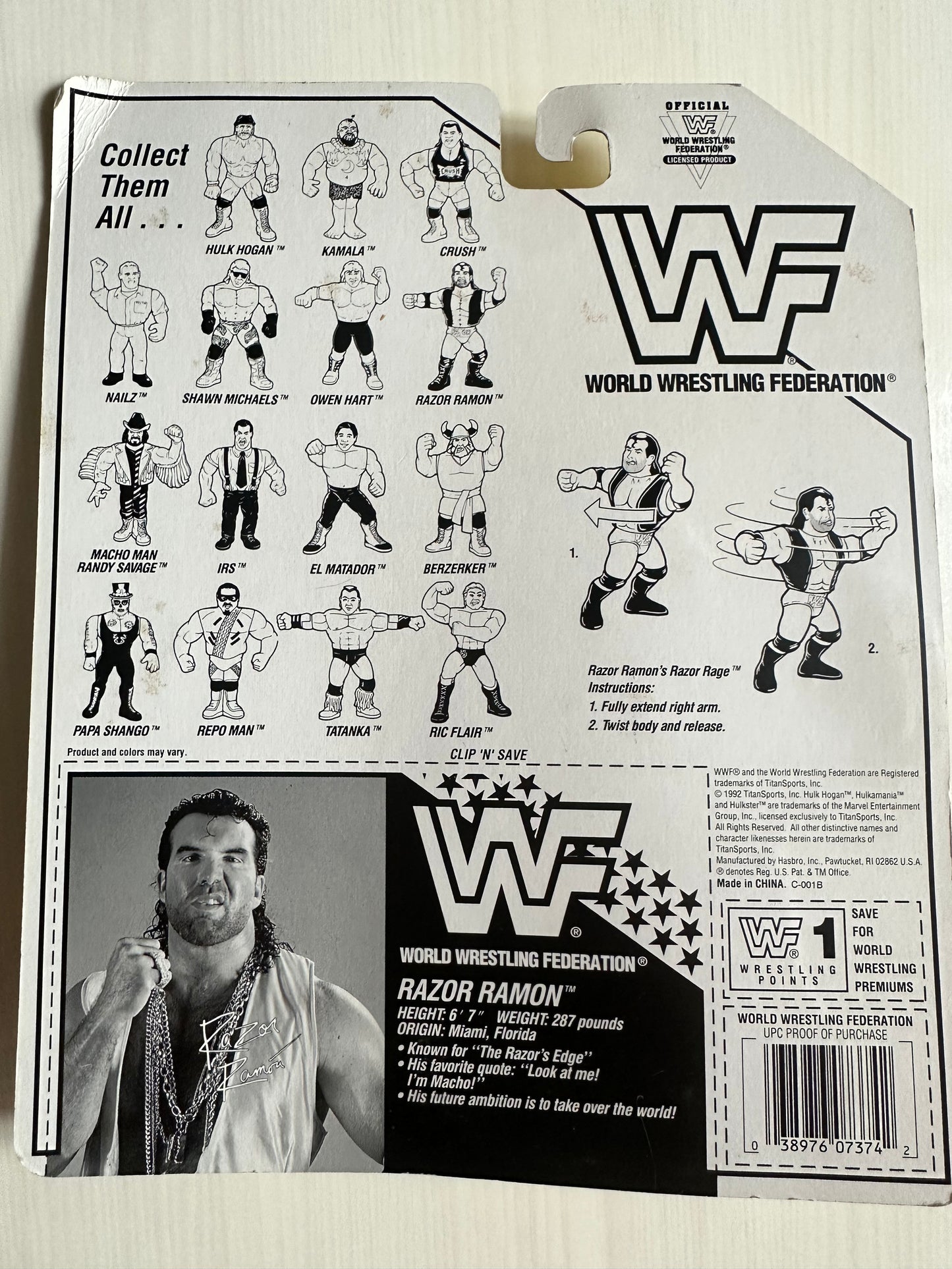 Razor Ramon Yellow Razor Ramon Series 7 WWF Hasbro MOC – retrofigure