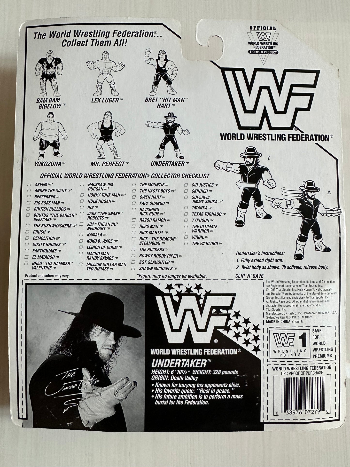 The Undertaker Series 8 WWF Hasbro MOC figure (signed by Paul Bearer)