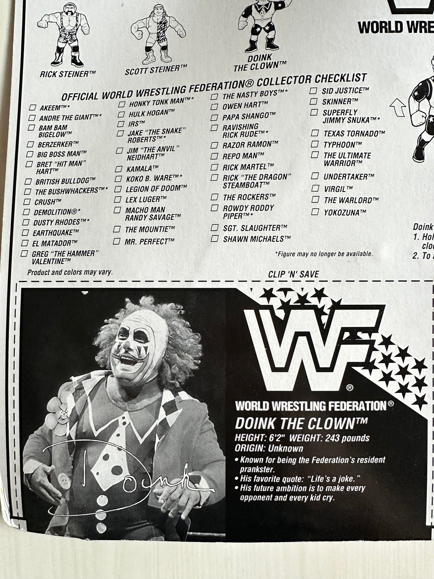 Doink the Clown Series 9 WWF Hasbro MOC figure