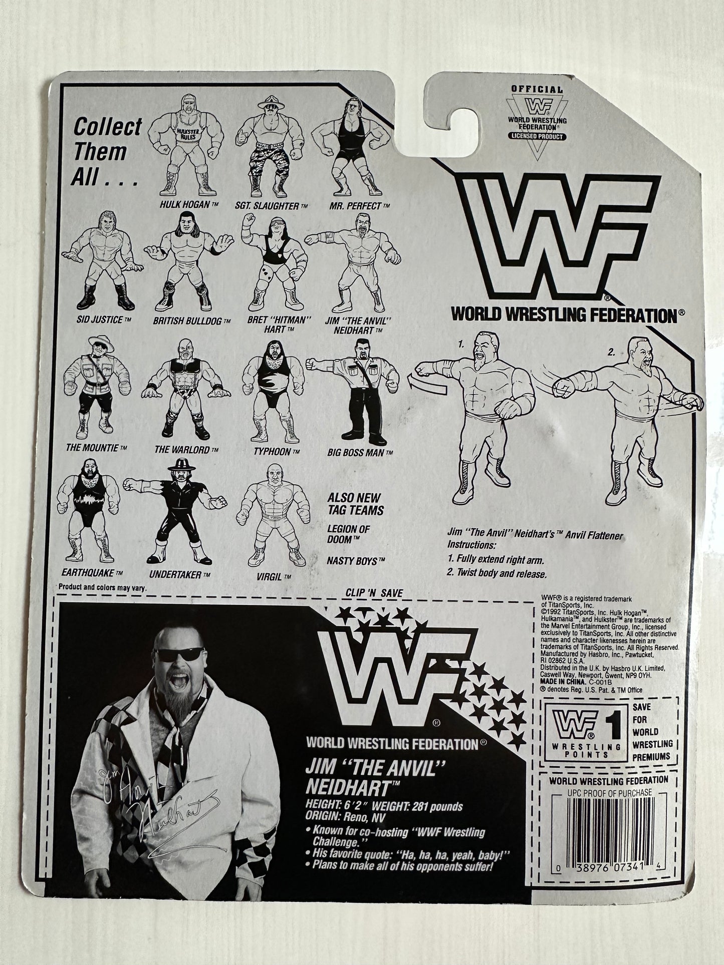 Jim the Anvil Neidhart Series 6 WWF Hasbro MOC figure