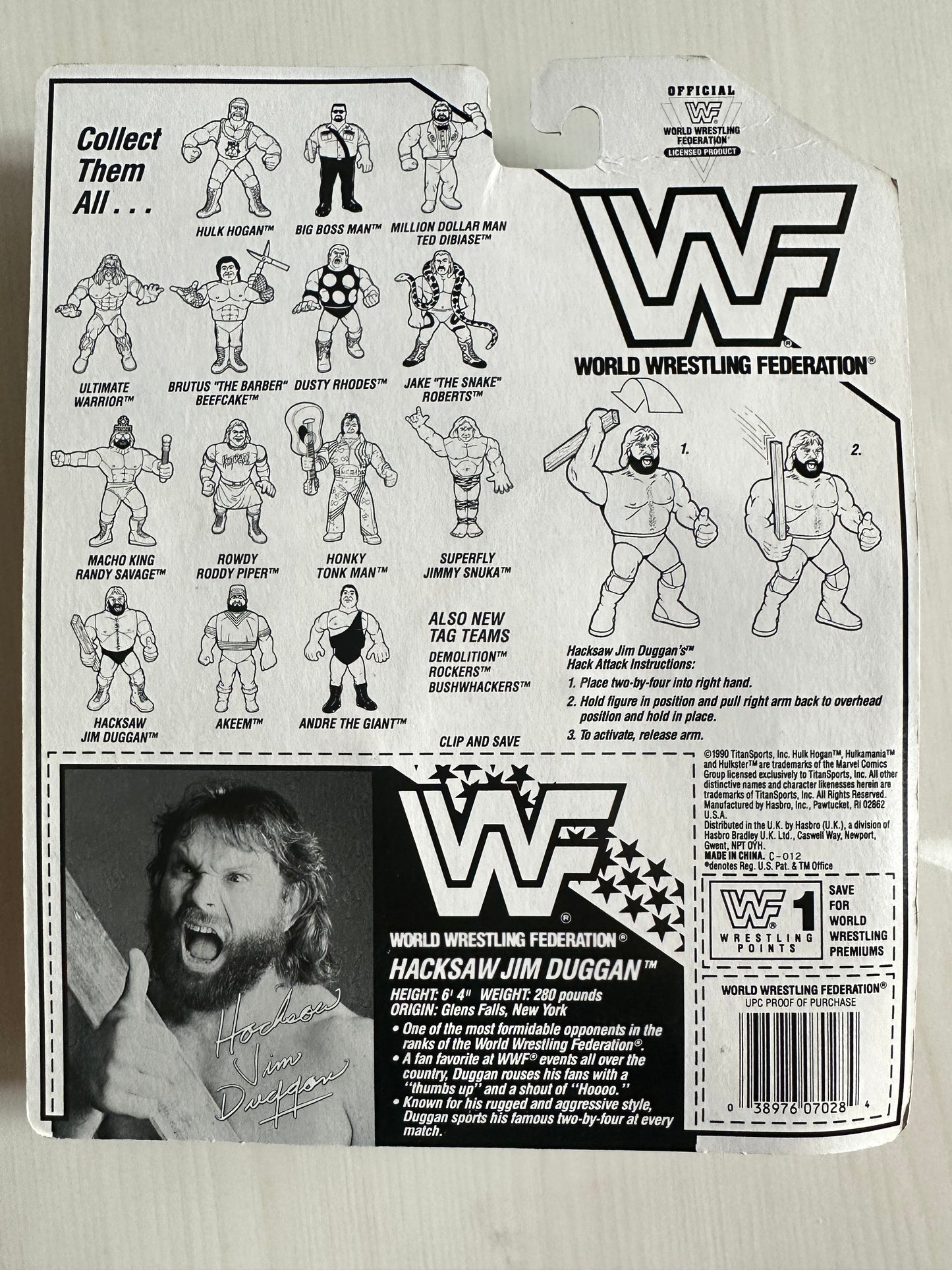 Hacksaw Jim Duggan Series 2 WWF Hasbro MOC figure