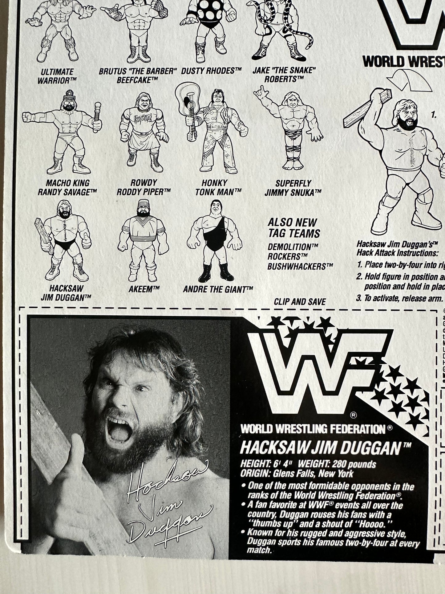 Hacksaw Jim Duggan Series 2 WWF Hasbro MOC figure