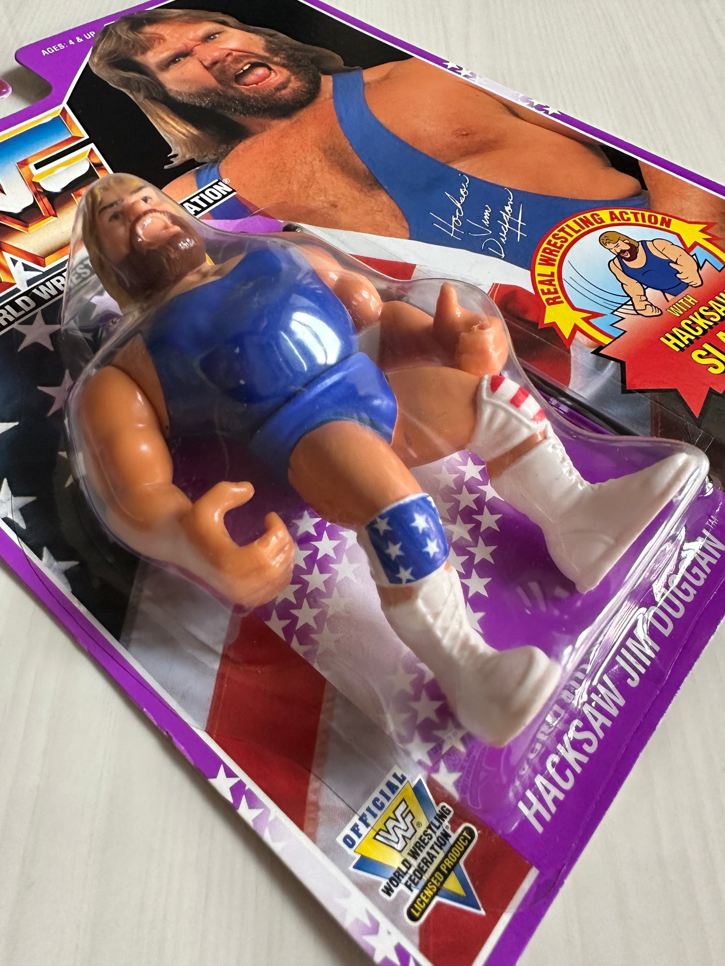 Hacksaw Jim Duggan Series 9 WWF Hasbro MOC figure
