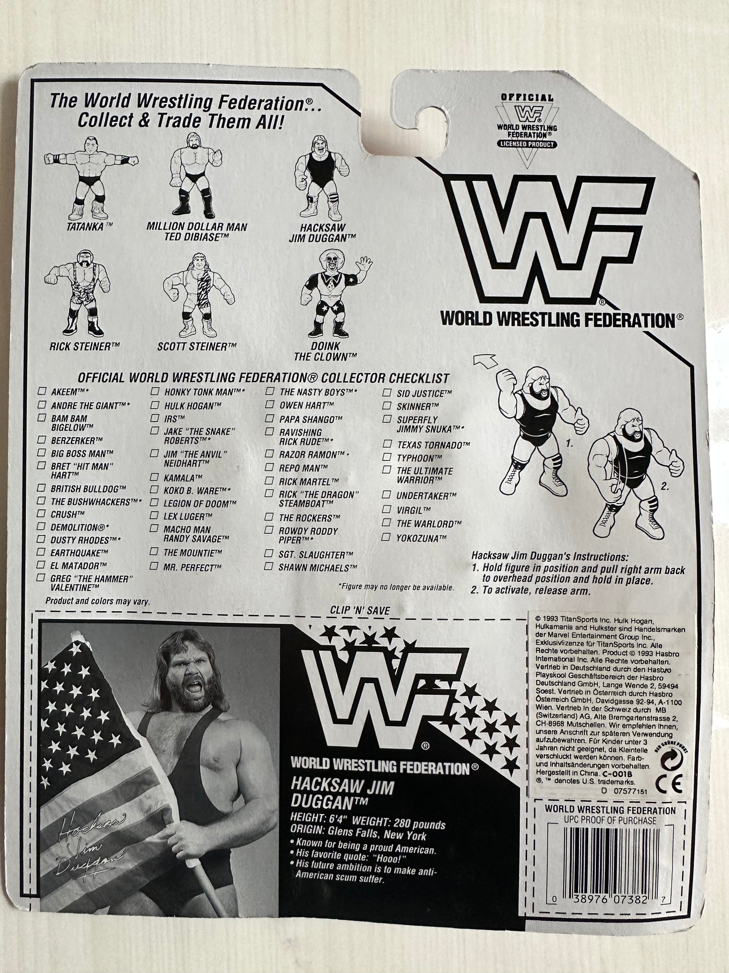 Hacksaw Jim Duggan Series 9 WWF Hasbro MOC figure