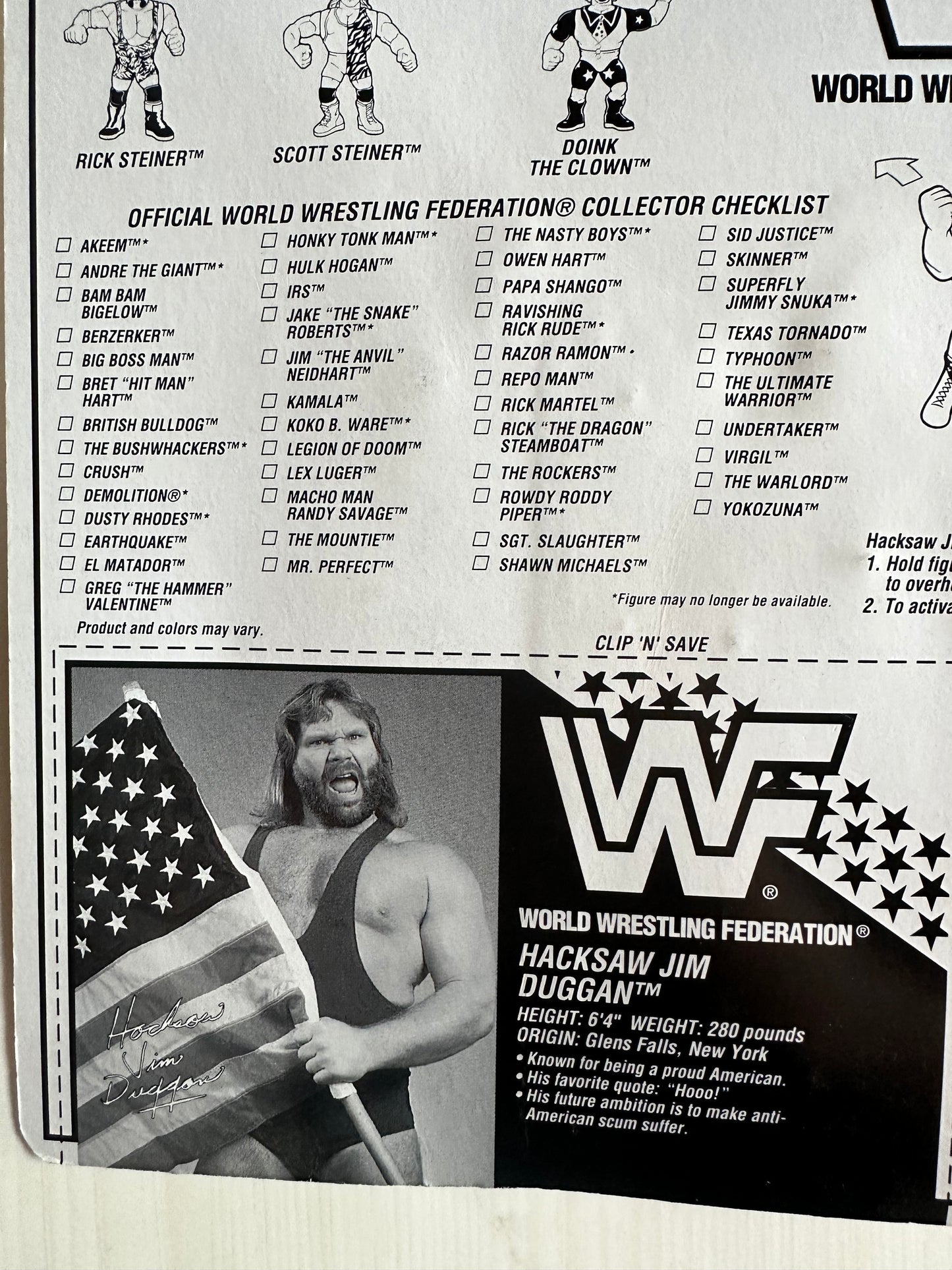 Hacksaw Jim Duggan Series 9 WWF Hasbro MOC figure