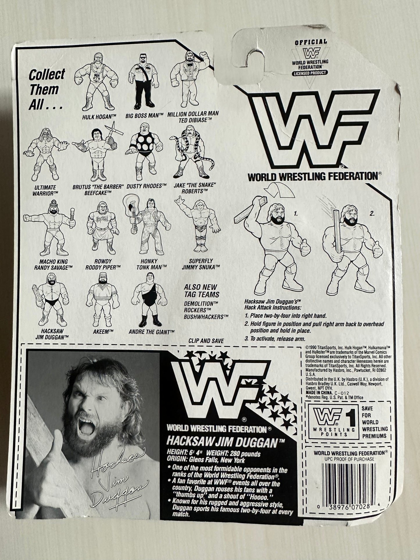 Hacksaw Jim Duggan Series 2 WWF Hasbro MOC figure
