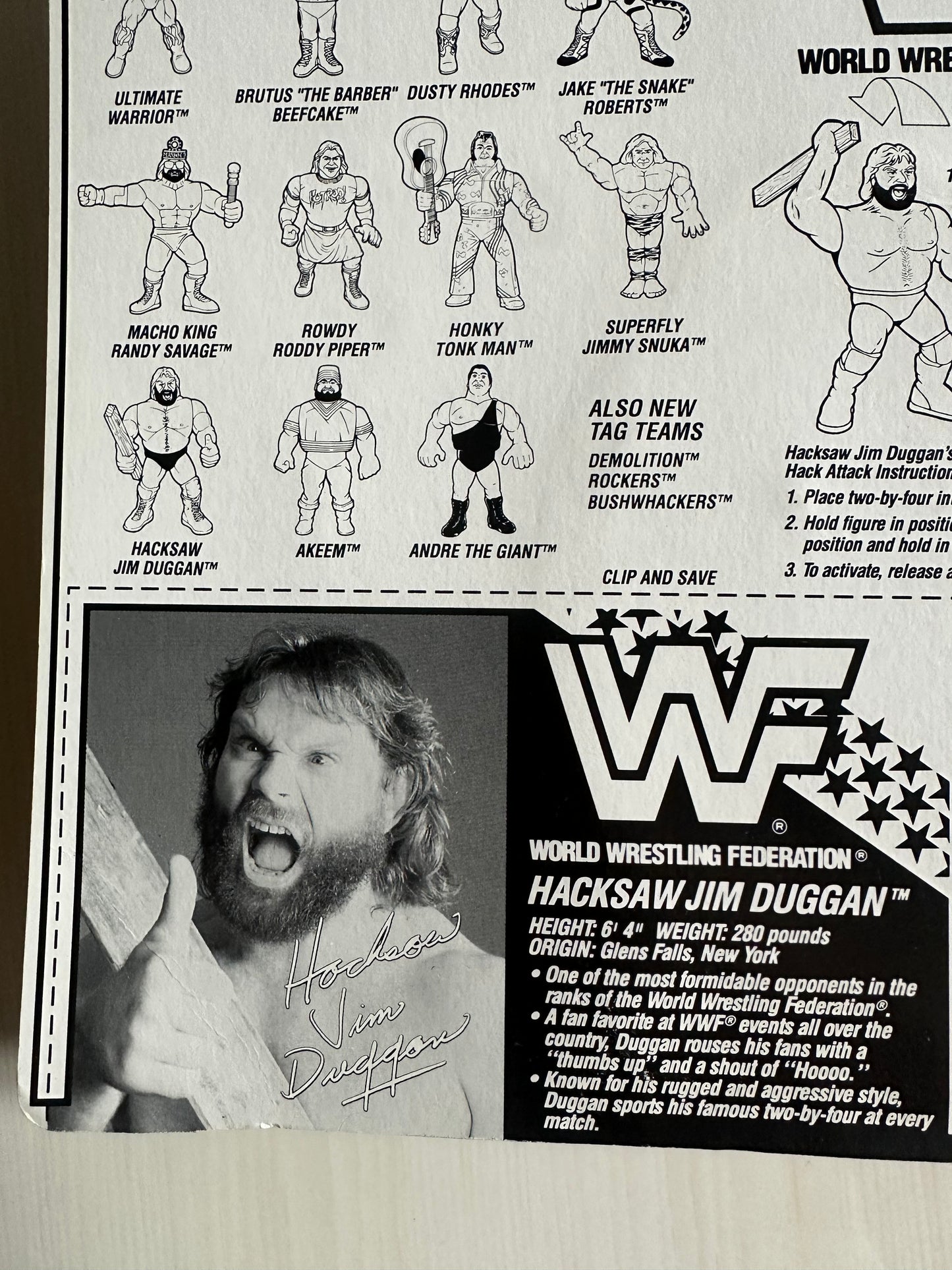 Hacksaw Jim Duggan Series 2 WWF Hasbro MOC figure