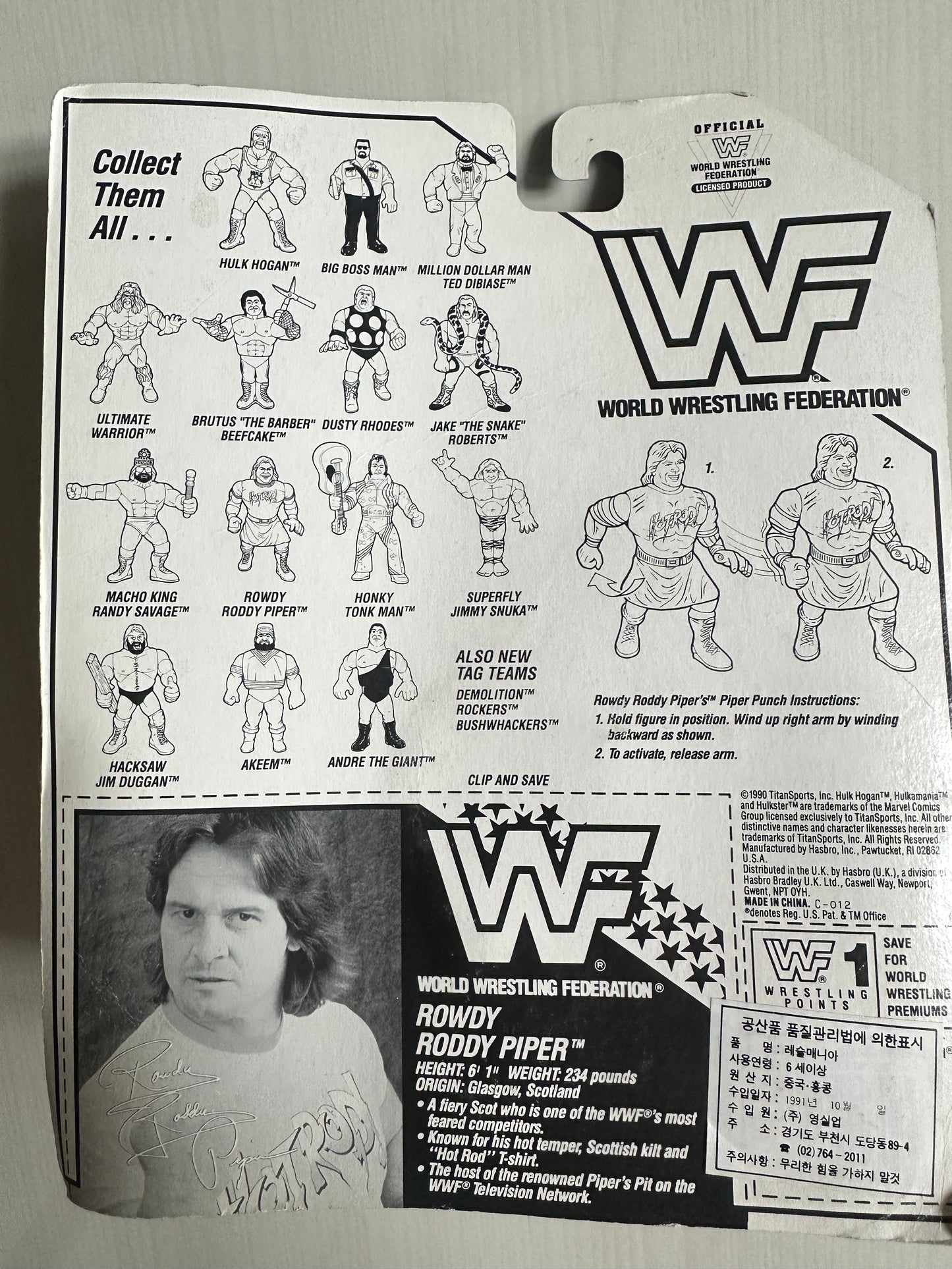 Rowdy Roddy Piper Series 2 WWF Hasbro MOC Korean variant