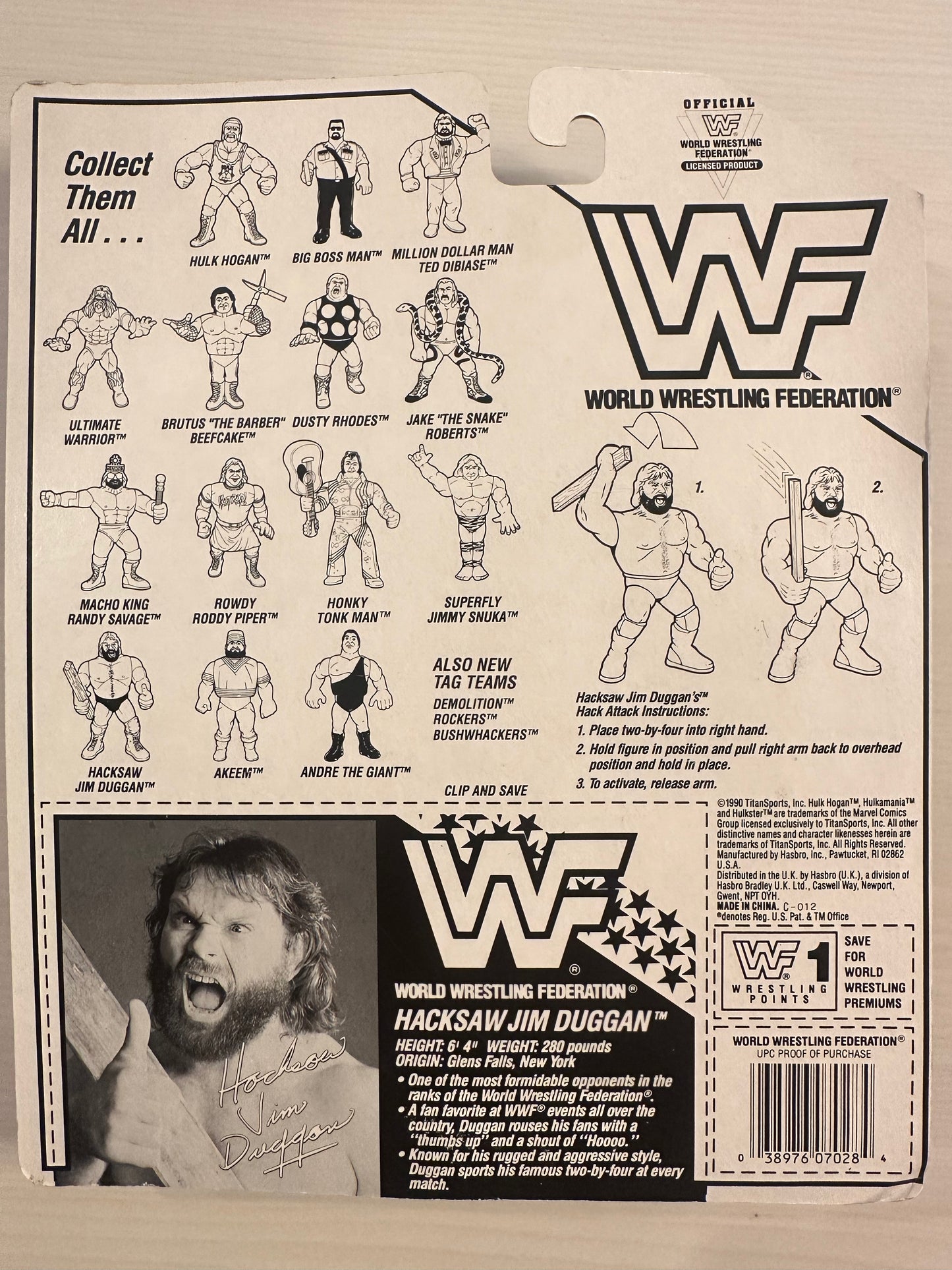 Hacksaw Jim Duggan Series 2 WWF Hasbro
