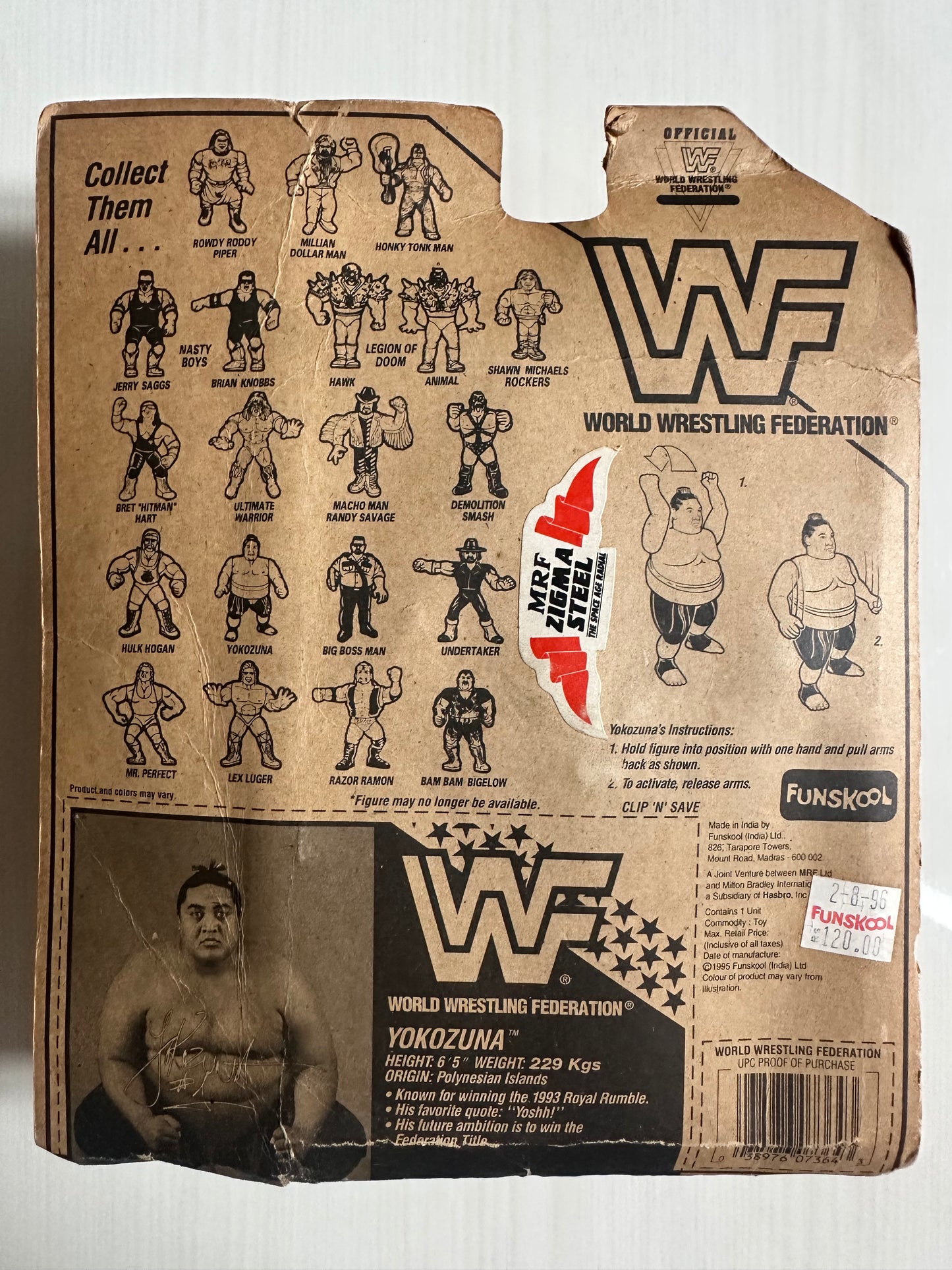 Yokozuna Series 8 WWF Hasbro MOC Funskool figure