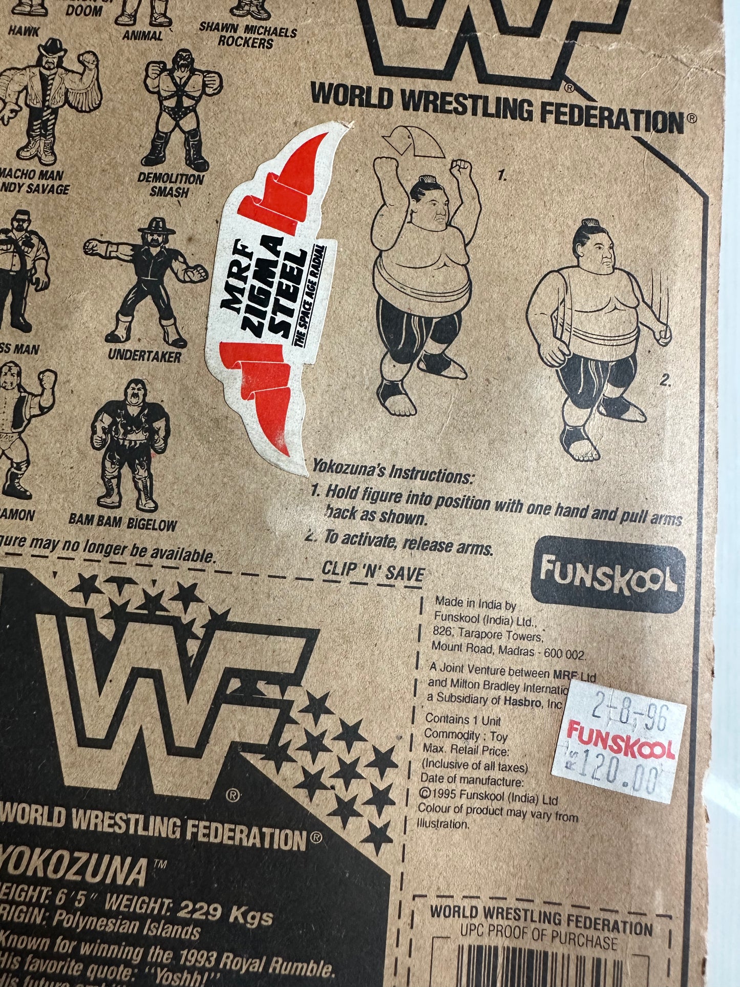 Yokozuna Series 8 WWF Hasbro MOC Funskool figure