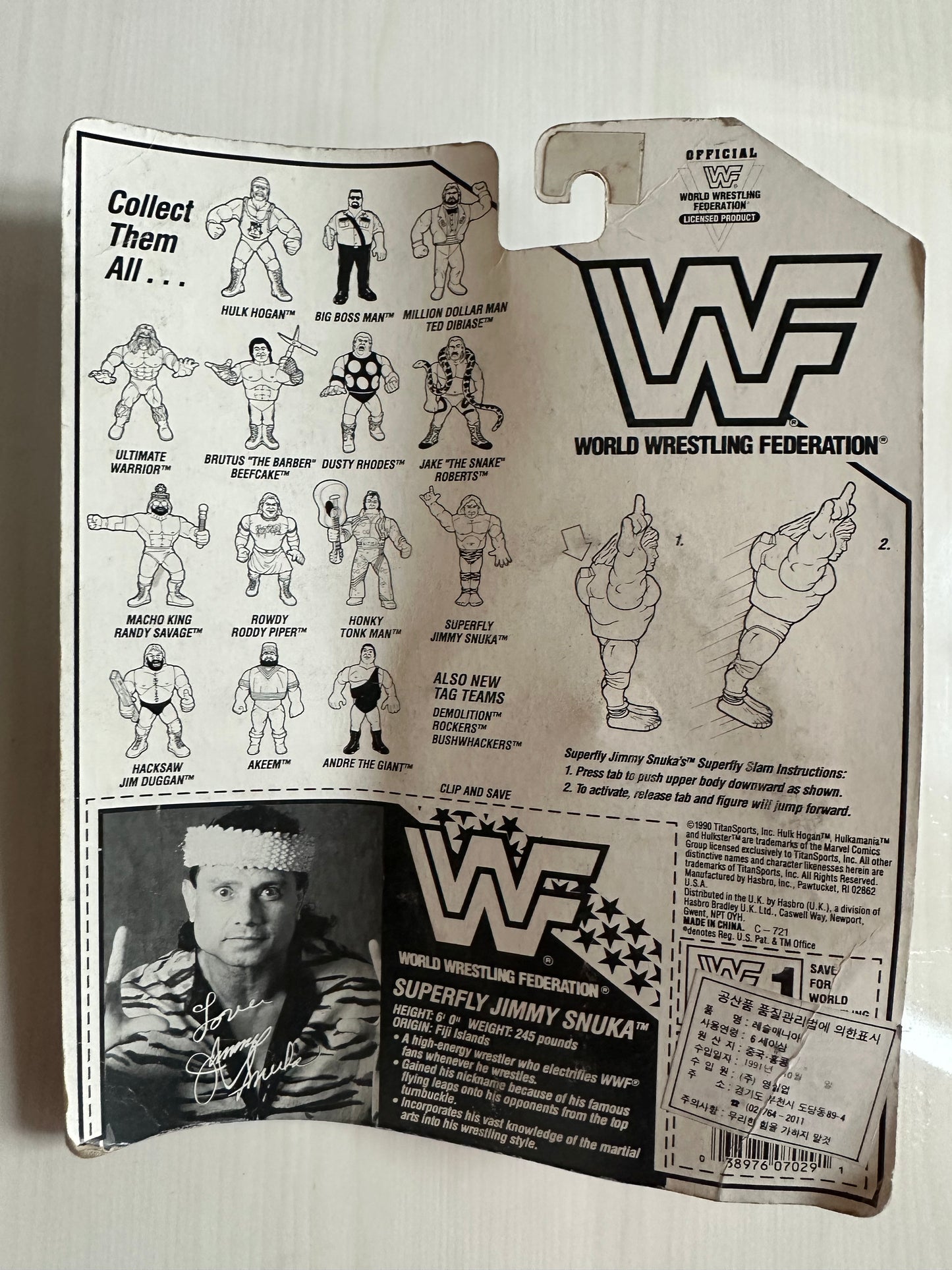 Superfly Jimmy Snuka Series 2 WWF Hasbro MOC Korean variant