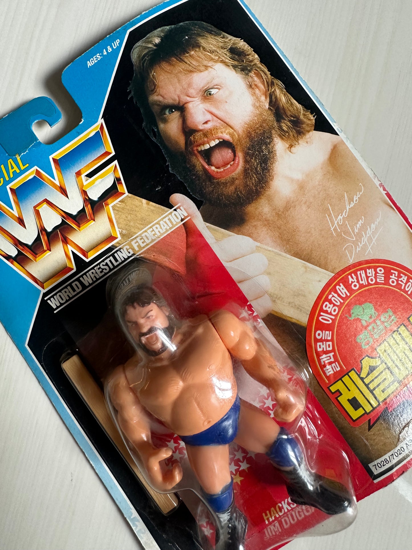 Hacksaw Jim Duggan Series 2 WWF Hasbro MOC Korean variant