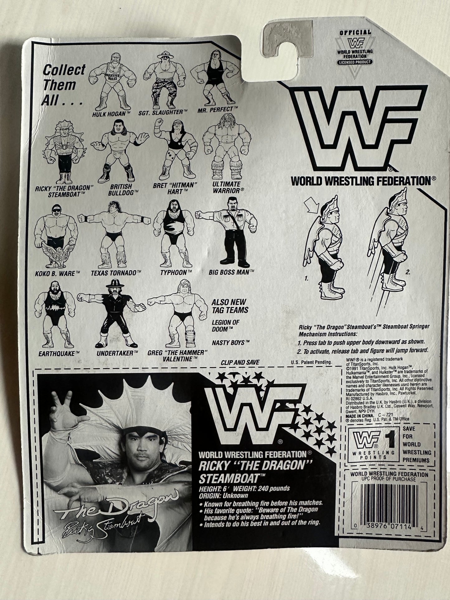 Ricky the Dragon Steamboat Series 4 WWF Hasbro MOC figure