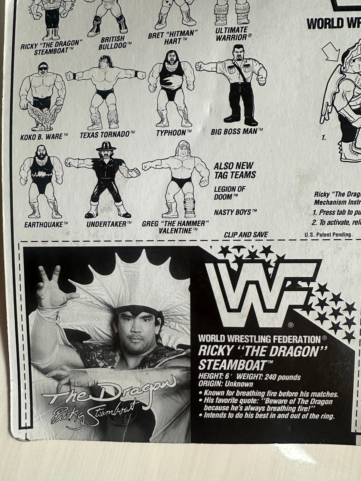 Ricky the Dragon Steamboat Series 4 WWF Hasbro MOC figure