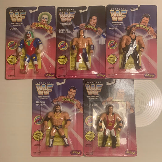 WWF JusToys Bendems 5 figure set